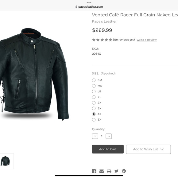 Papa’s Oklahoma Leather Motorcycle Jacket with zipout lining - Picture 3 of 10